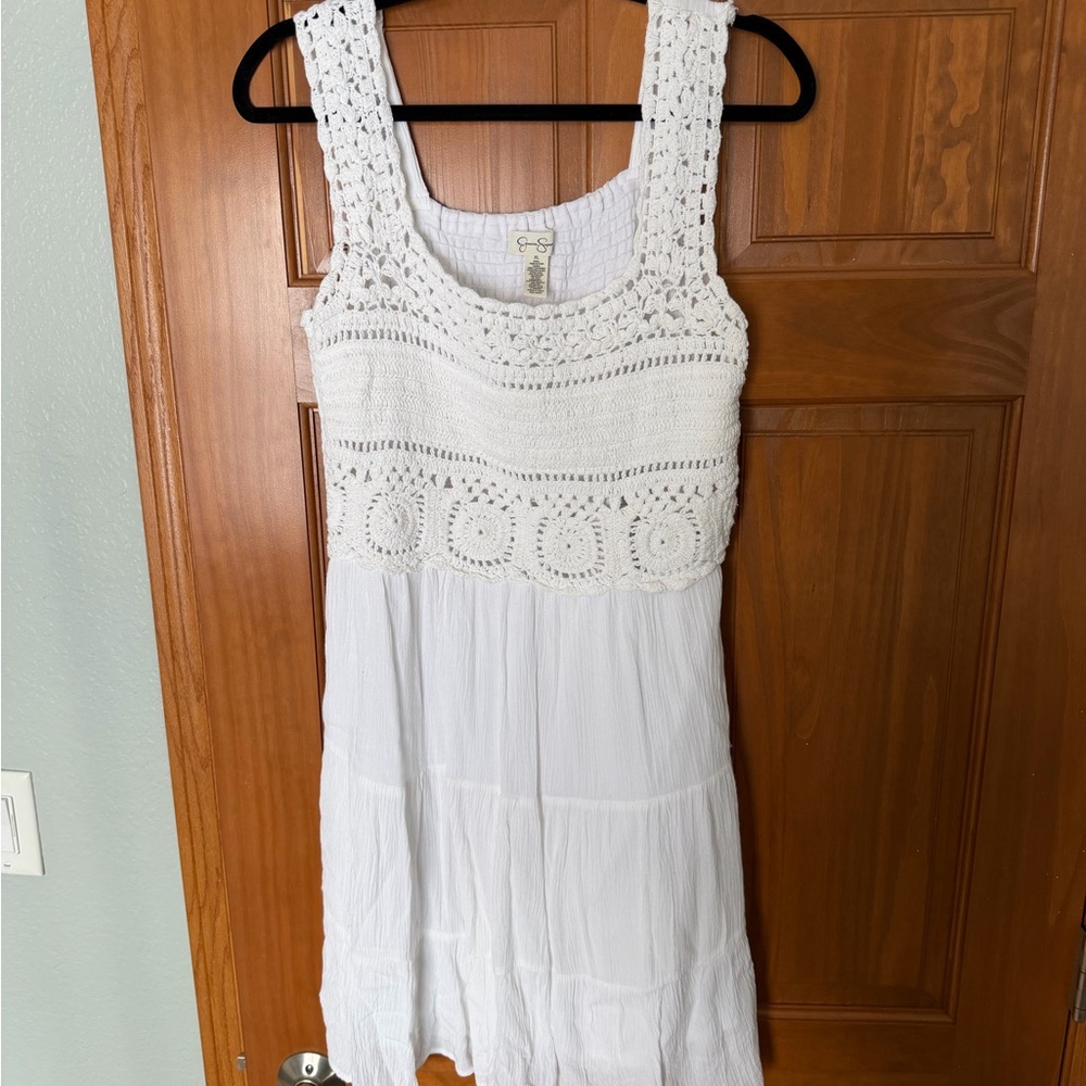 Jessica Simpson White Crochet Bodice Mini Dress